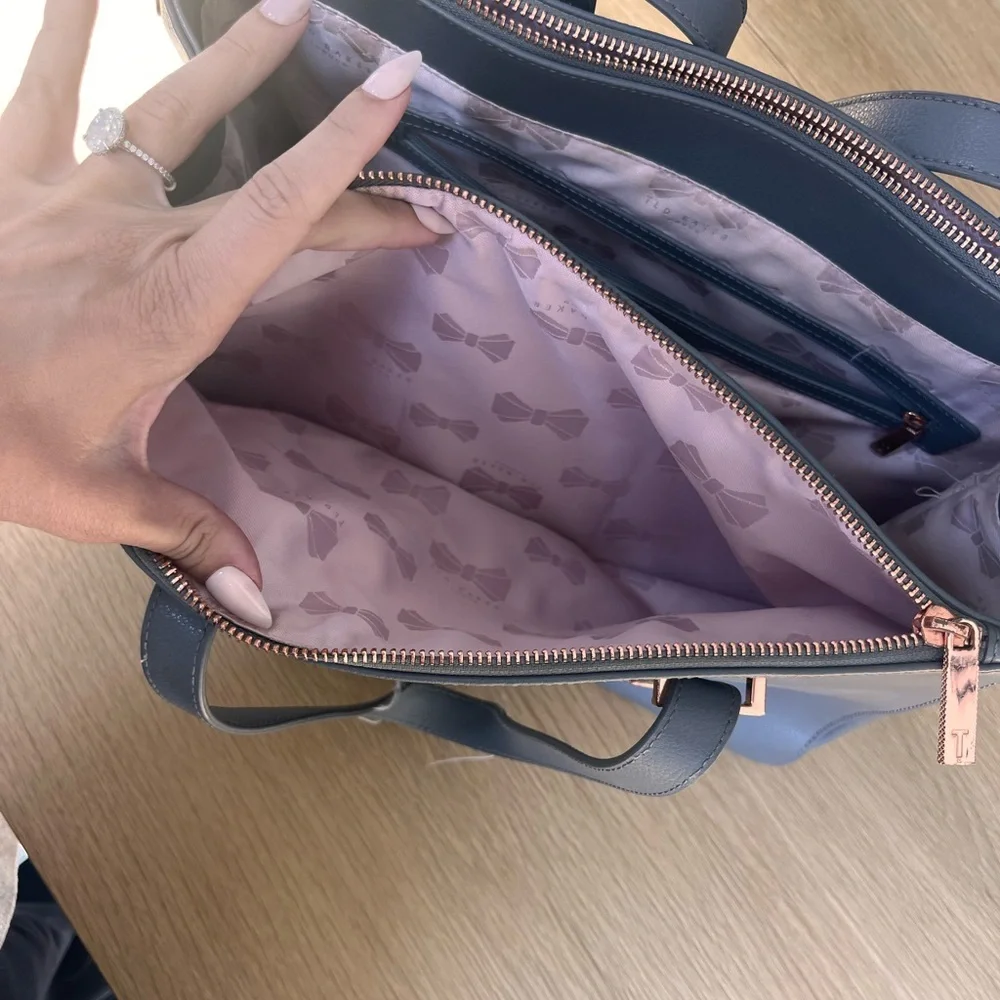Ted Baker Charcoal Briefcase Bag with Rose Gold Hardware